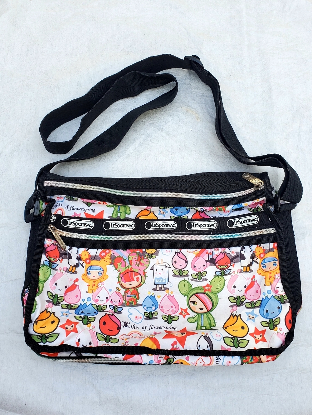 LeSportsac Women's Black Multicolor Printed Crossbody Bag